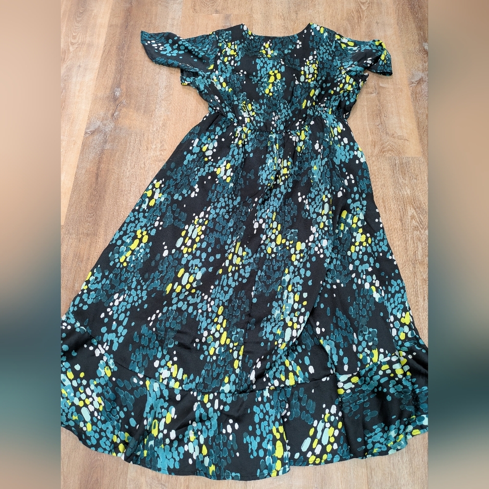 Torrid Black, Teal And Yellow Dress - Picture 4 of 6